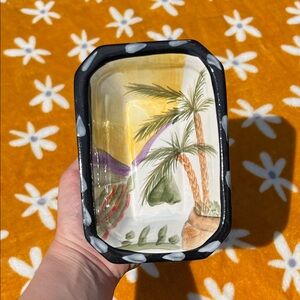 Small Vintage Decorative Bowl with Palm Trees Designed by carrie olsen garrard